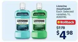 Walmart LISTERINE MOUTHWASH offer
