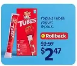 Walmart Yoplait Tubes yogurt 8-pack offer