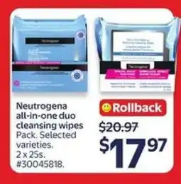 Walmart Neutrogena all-in-one duo cleansing wipes offer