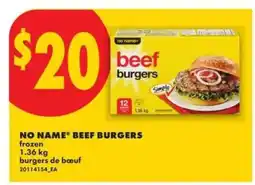 No Frills No Name Beef Burgers offer