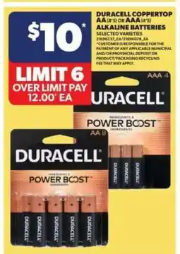 Real Canadian Superstore Duracell Coppertop AA or AAA Alkaline Batteries offer