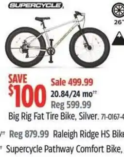 Canadian Tire Supercycle big rig fat tire bike, silver offer
