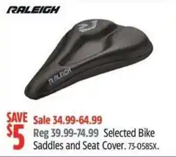 Canadian Tire Raleigh selected bike saddles and seat cover offer