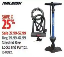 Canadian Tire Raleigh selected bike locks and pumps offer