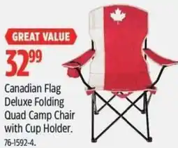 Canadian Tire Canadian Flag Deluxe Folding Quad Camp Chair with Cup Holder offer