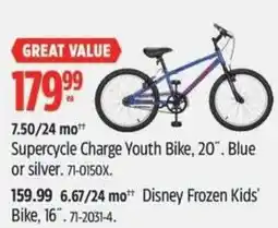 Canadian Tire Supercycle Charge Youth Bike, 20". Blue or silver offer