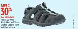 Canadian Tire Adult Hikers and Shore Sandals offer
