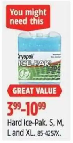 Canadian Tire Hard Ice-Pak. S. M. Land XL offer