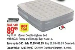 Canadian Tire Coleman Queen Double-High Air Bed with AC Air Pump and Storage Bag offer