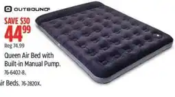 Canadian Tire OUTBOUND Queen Air Bed with Built-in Manual Pump offer