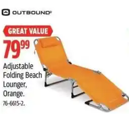 Canadian Tire Outbound adjustable folding beach lounger, orange offer
