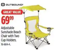 Canadian Tire OUTBOUND Adjustable Sunshade Beach Chair with Two Cup Holders offer