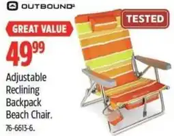 Canadian Tire OUTBOUND Adjustable Reclining Backpack Beach Chair. offer