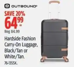 Canadian Tire OUTBOUND Hardside Fashion Carry-On Luggage Black/Tan or White/Tan offer