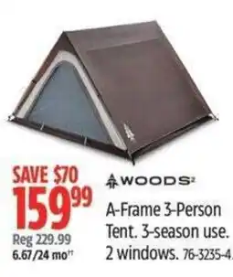 Canadian Tire WOODS A-Frame 3-Person offer
