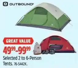 Canadian Tire OUTBOUND Selected 2 to 6-Person Tents offer