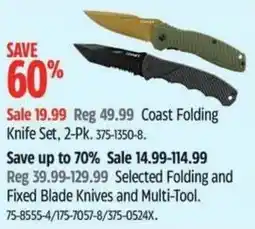 Canadian Tire Coast Folding Knife Set offer