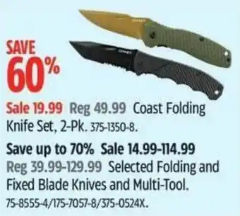 Canadian Tire Coast Folding Knife Set offer