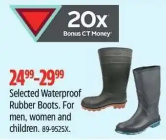 Canadian Tire Selected Waterproof Rubber Boots offer