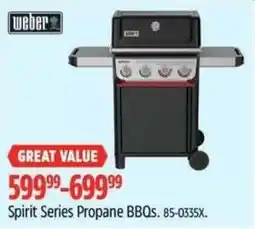 Canadian Tire WEBER Spirit Series Propane BBQs offer