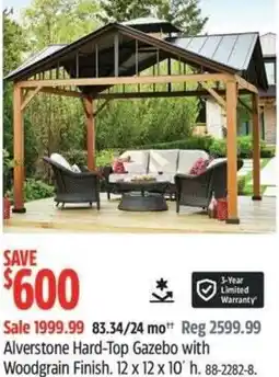 Canadian Tire Alverstone Hard-Top Gazebo with Woodgrain Finish offer