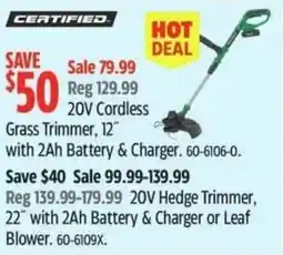 Canadian Tire CERTIFIED Grass Trimmer, 12" with 2Ah Battery & Charger offer