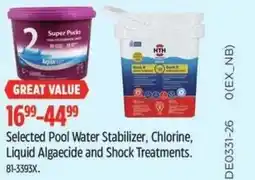 Canadian Tire Selected Pool Water Stabilizer, Chlorine, Liquid Algaecide and Shock Treatments offer