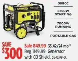 Canadian Tire CHAMPION Generator with CO Shield offer