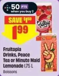 Chalo FreshCo Fruitopia drinks peace tea or minute maid lemonade offer