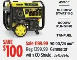 Canadian Tire Generator with CO Shield offer