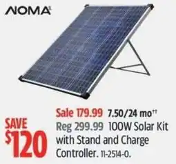 Canadian Tire NOMA 100W Solar Kit with Stand and Charge Controller offer
