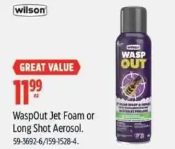Canadian Tire Wilson waspout jet foam or long shot aerosol offer
