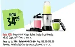 Canadian Tire Magic Bullet Single-Shot Blender with 3 Cups offer