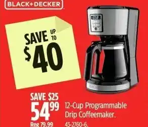 Canadian Tire BLACK+DECKER 12-Cup Programmable Drip Coffeemaker offer