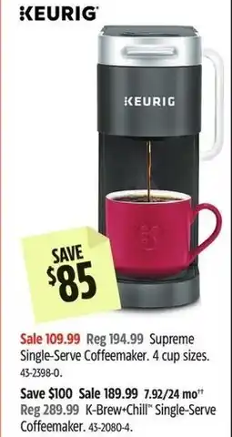 Canadian Tire KEURIG Supreme Single-Serve Coffeemaker offer