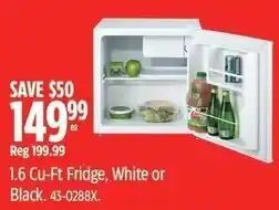 Canadian Tire 1.6 Cu-Ft Fridge, White or Black offer