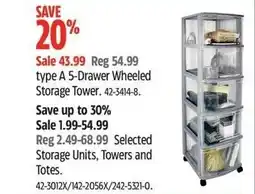 Canadian Tire Type a 5-drawer wheeled storage towe offer