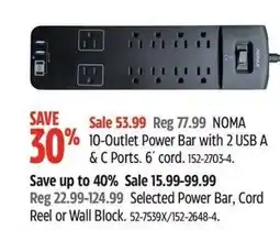 Canadian Tire Noma % 10-outlet power bar with 2 usb a & c ports. offer