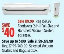 Canadian Tire Foodsaver 2-in-1 Full-Size and Handheld Vacuum Sealer offer