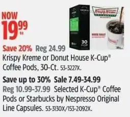 Canadian Tire Krispy Kreme or Donut House K-Cup Coffee Pods offer