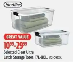 Canadian Tire Selected Clear Ultra Latch Storage Totes offer