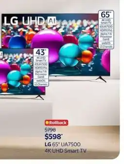 Walmart LG 65 UA7500 4K UHD Smart TV offer