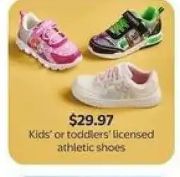 Walmart Kids' or toddlers' licensed athletic shoes offer