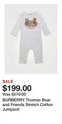 Holt Renfrew BURBERRY Thomas Bear and Friends Stretch Cotton Jumpsuit offer