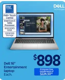 Walmart Dell 16 Entertainment laptop offer