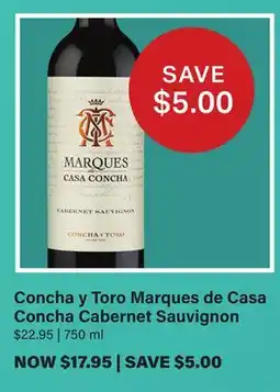 LCBO Concha y Toro Marques de Casa Concha Cabernet Sauvignon offer
