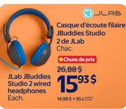 Walmart JLab JBuddies Studio 2 wired headphones offer