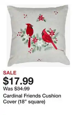 TSC Stores Cardinal Friends Cushion Cover (18 square) offer