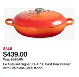 TSC Stores Le Creuset Signature 4.7 L Cast Iron Braiser with Stainless Steel Knob offer