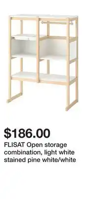 IKEA FLISAT Open storage combination, light white stained pine white/white offer